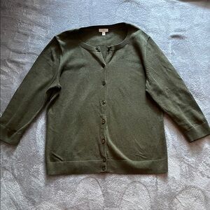 Talbots Olive Button-Up Cardigan